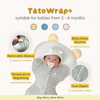 TatoWrap+ Swaddle — Zip Swaddle with Removable Sleeves for Rolling Babies (3–6 Months)